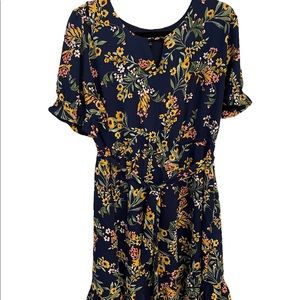 StitchFix Sunflower floral ruffle trim dress